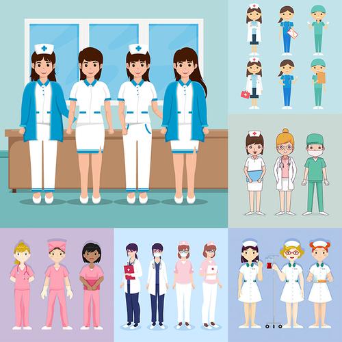 护士人物形象插画ai矢量素材卡通医院医护人员白衣天使设计素材