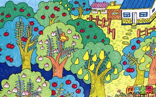 美丽的秋天儿童画图片