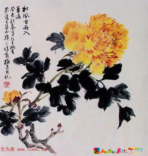 梅若中国画牡丹写意画作品欣赏