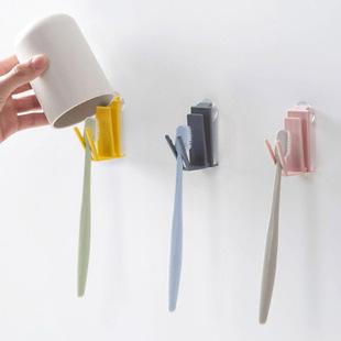 日式吸壁式牙刷架浴室壁挂牙具架吸盘漱口杯架牙刷筒放牙刷架子