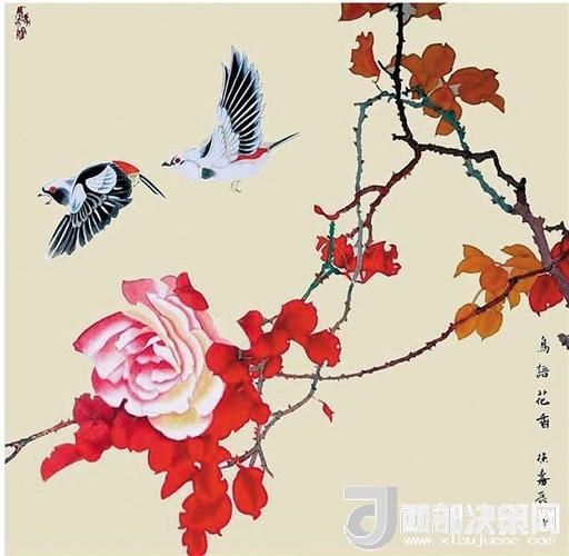 徐嘉辰 鸟语花香 国画