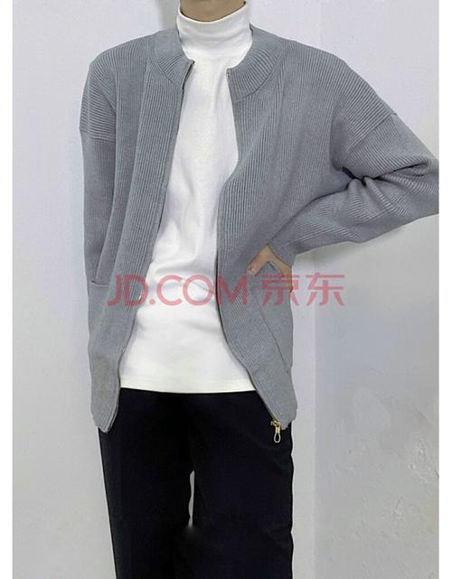 男士针织毛衣带拉链休闲拉链开衫毛线衣韩版无领加厚ins宽松保暖衫