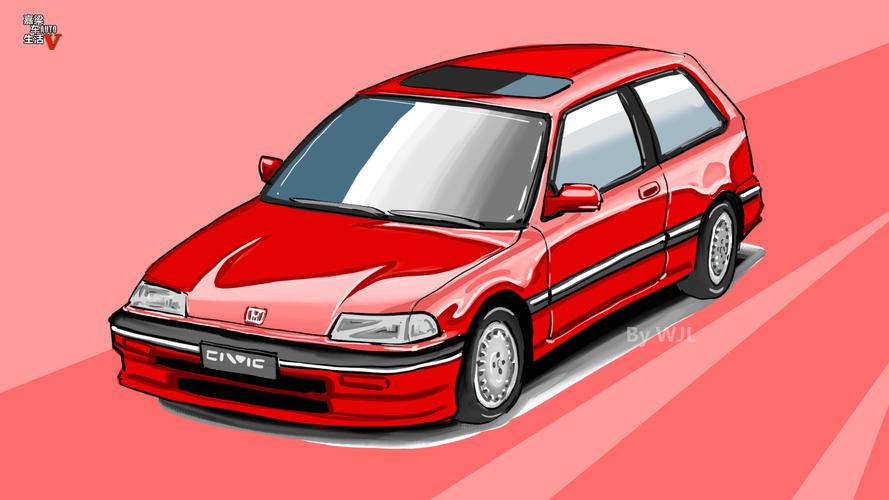 【手绘说车】本田思域传奇史汽车手绘插画原画分享