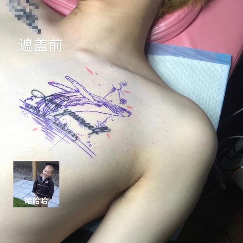鲸鱼纹身,遮盖纹身,胸口纹身_纹身_上色_我的纹身分享