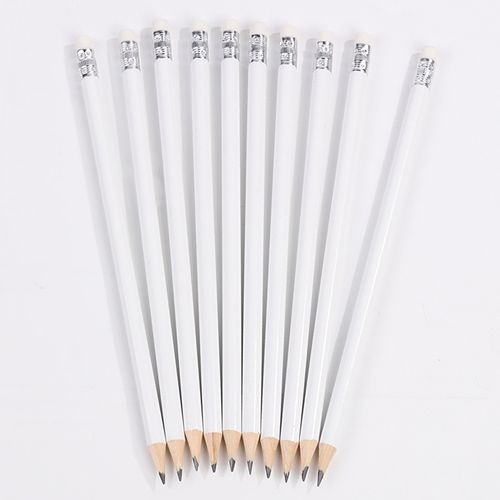 厂家批发小学生文具用品套装白色圆杆带橡皮铅笔现货酒店logo