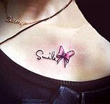 共36张  女持久韩国小清新英文仿真花草蝴蝶锁骨脚踝  纹身贴防水