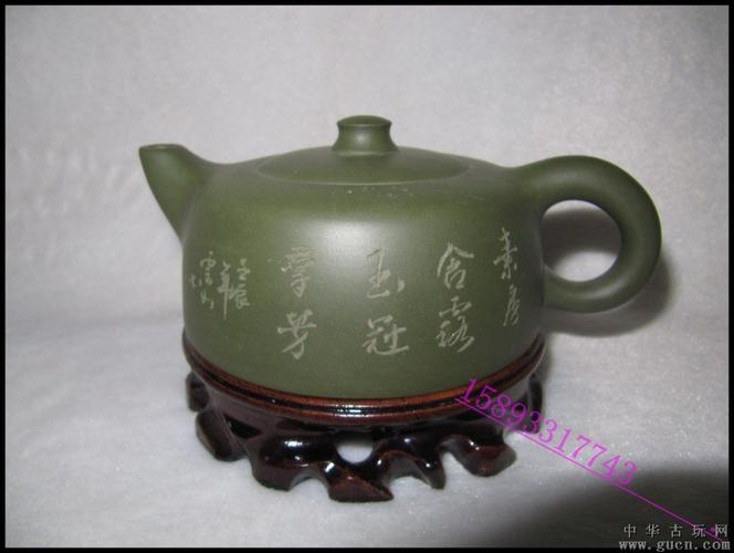 陈胖紫砂壶绿泥竹节刻绘茶壶茶具宜兴紫砂壶名家手工珍品