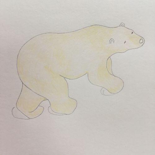 彩铅练习本一只走过雪地留下彩虹脚印的北极熊