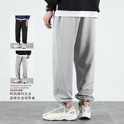 运动裤男宽松裤子灯笼束脚休闲长裤夏季百搭篮球直筒工装灰色卫裤