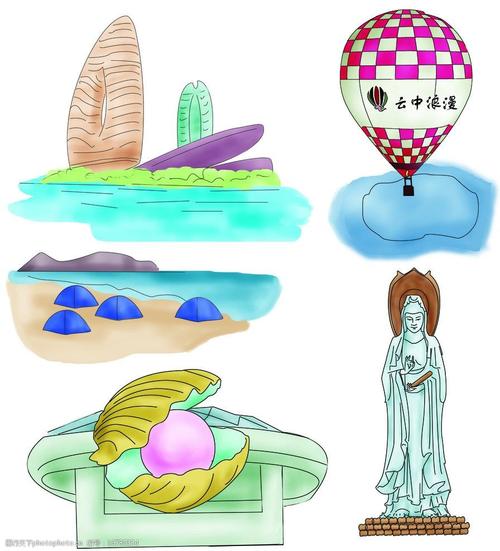 三亚旅游景点手绘图图片