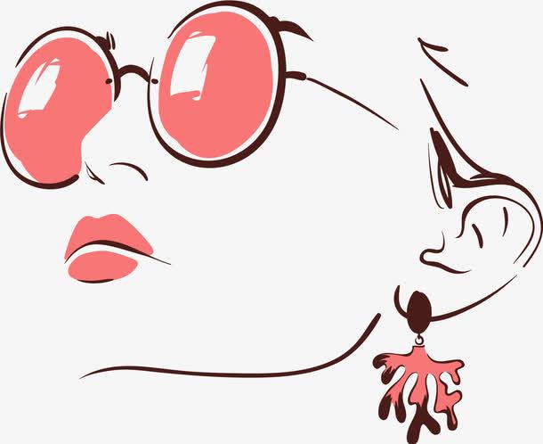 矢量时尚带眼镜美女