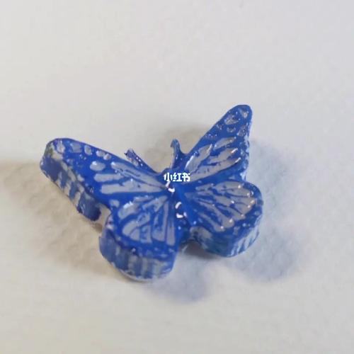 石塑粘土—克莱因蓝色蝴蝶胸针～_石塑粘土_胸针_p图
