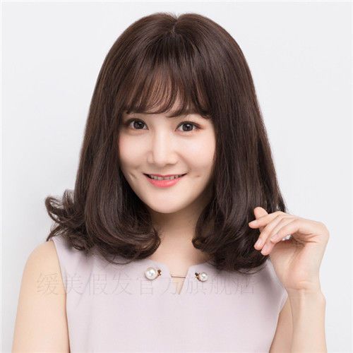 40岁的发型女 中长发,40—50岁女人发型中发 假发波波头中长发卷外翻翘bobo逼真自然时尚妈妈减龄女全头发套