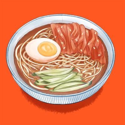 美食餐饮朝鲜冷面鸡西冷面水彩美食png素材