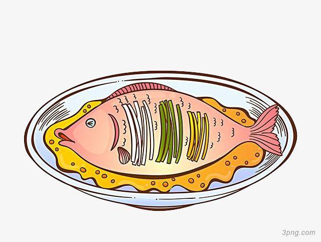 卡通清蒸鱼png素材透明免抠图片卡通手绘