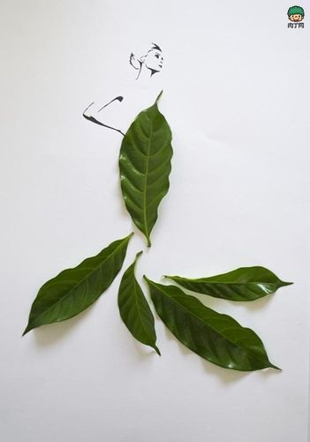 时尚叶子连衣裙创意拼贴装饰画作品╭★肉丁网