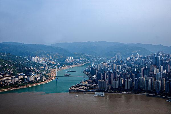 重庆市涪陵区长江与乌江两江汇合处