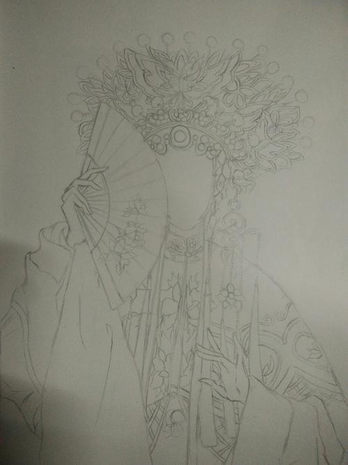 黑白插画作业京剧2