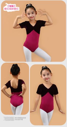 幼儿童舞蹈服装练功服女童芭蕾舞考级服春秋丝绒连体服短袖演出服[0