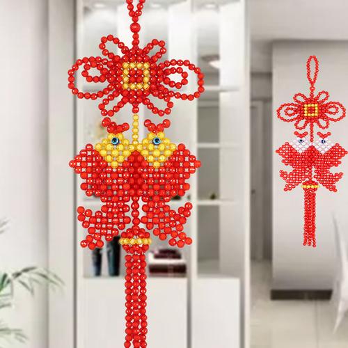 手工串珠成人diy制作吉祥双鱼挂件材料包散珠子编织家居挂饰品