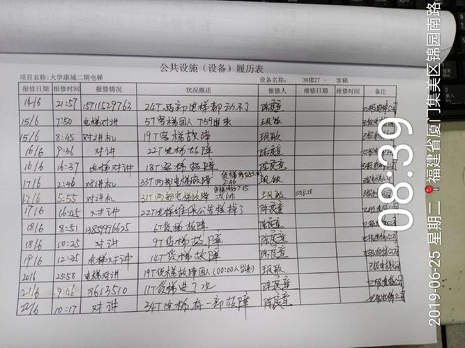电梯设备履历表