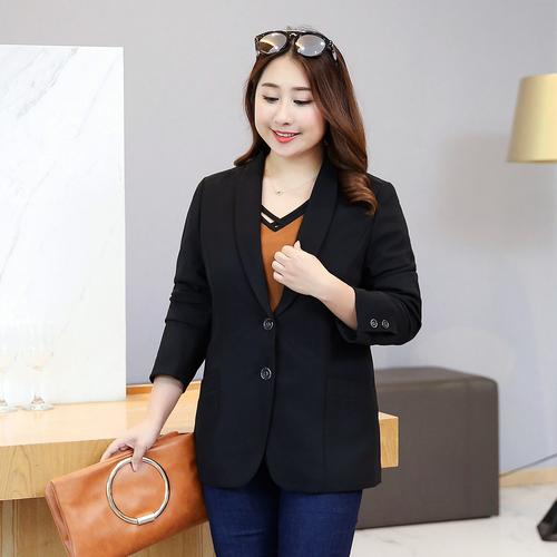 特大码西装外套女胖mm200斤小西装加肥加大职业休闲ol黑色西服春_7折