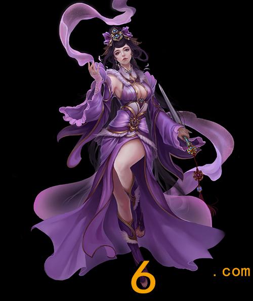 紫衣仙子手持宝剑的精美角色原画分享
