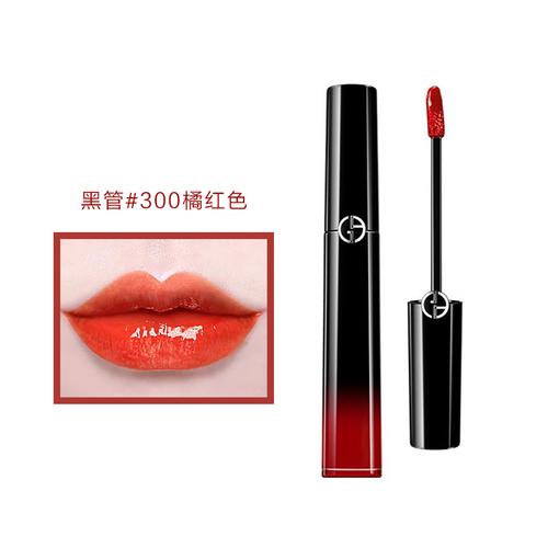 armani阿玛尼黑管唇釉6ml300橘红色不易脱妆显色唇彩2023年6月到期