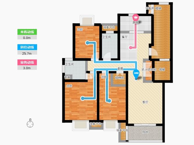 南京市旭日雅筑户型图_3室1厅1卫2厨_119平米-酷家乐