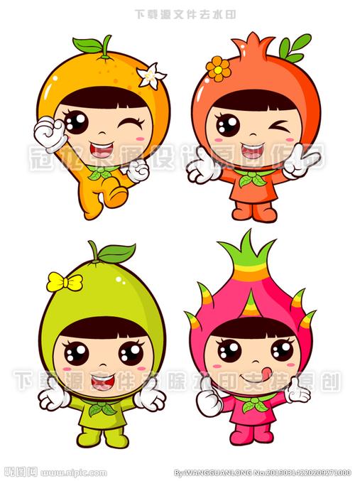 四个水果精灵2019设计图__动漫人物_动漫动画_设计_昵