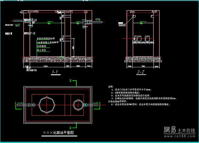 某地砖砌小型化粪池设计标准大样图纸