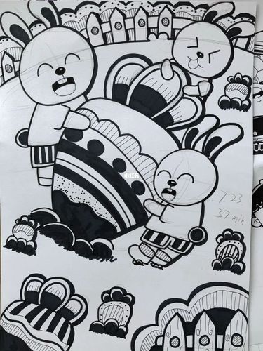 儿童画拔萝卜拟人动物_儿童画_萝卜_幼师_兔子_文化