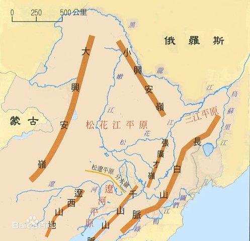 网宕地图,东北地区山脉走势