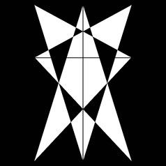 黑色背景上各种三角形构成的黑白八角对称图形