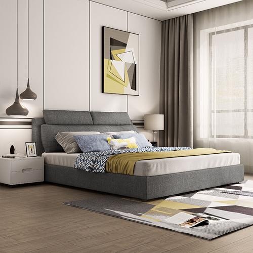 a家家具床布艺床可拆洗双人床简约现代储物床北欧小户型主卧布床