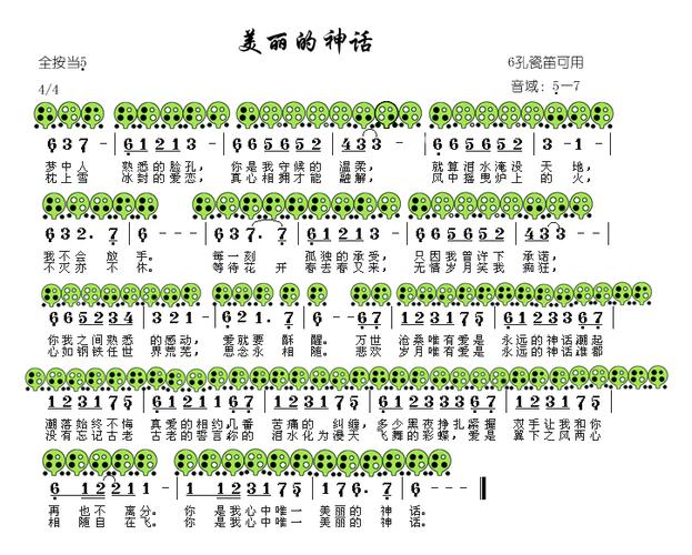 急切要找个神话陶笛的谱子,不要简谱的!