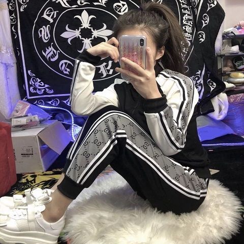 网红社会女生套装快手红人抱走潘婷尹淑怡同款潮流时尚字母两件套