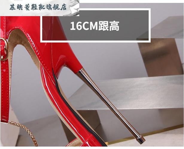 高跟鞋情趣新款16cm金属跟细跟超高跟鞋伪娘变装反串腕带情趣单鞋sm
