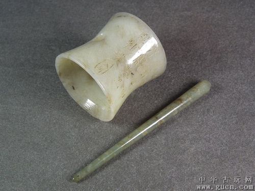 明代和田白玉带沁兰花高士诗文大玉发箍一套