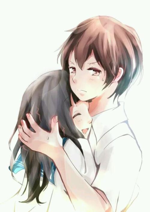 动漫拥抱情头简笔画