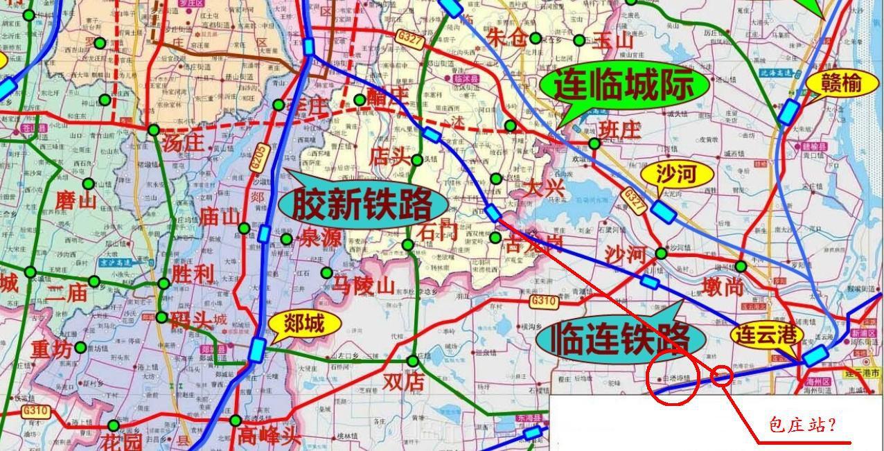 临连铁路规划:临沂至临沭线上临沭站向东南引出,于白塔埠镇东侧进入