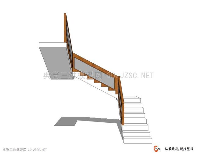 su楼梯-三跑楼梯 (21)su模型 室内小品su模型