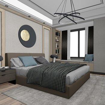 新中式卧室su模型