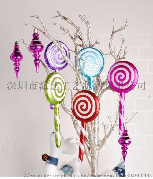 圣诞道具品20cm彩色圣节诞棒棒糖挂件单个