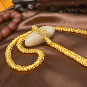 老凤祥云同款9999足金黄金项链男纯金泰国龙骨扁项链实心加粗大克数