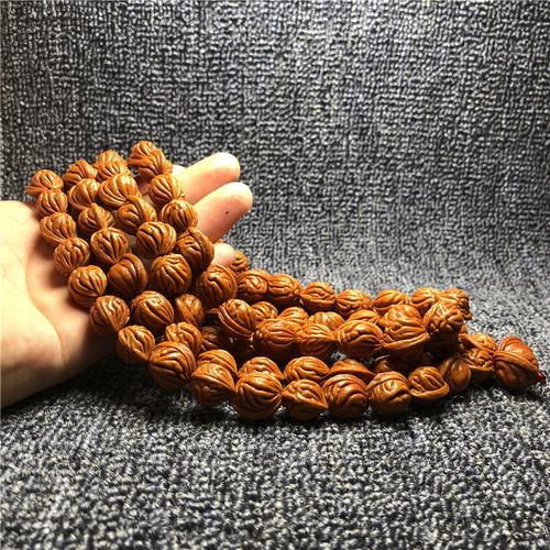 厂家直销天然野生龙纹小核桃手串108颗金鱼肚桃核念珠一件代发