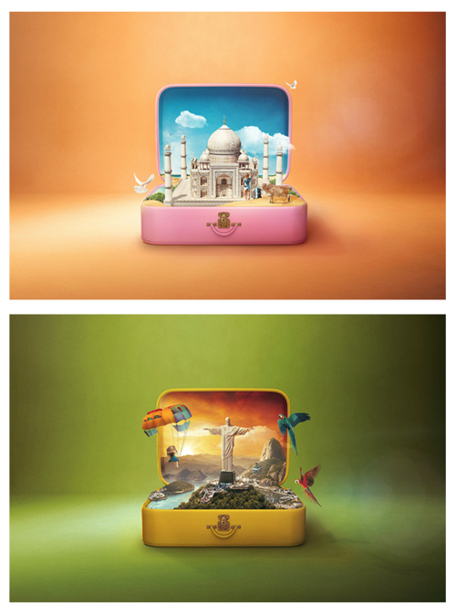 一组箱包海报合成设计欣赏