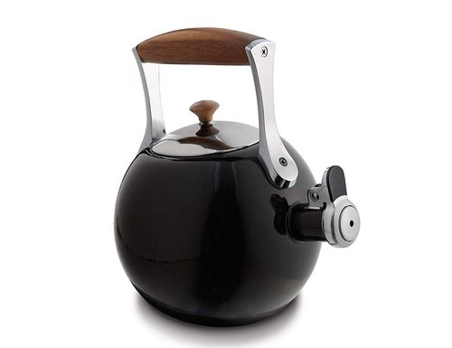 nambe meridian tea kettle采用木材和不锈钢制成,采用复古设计,为