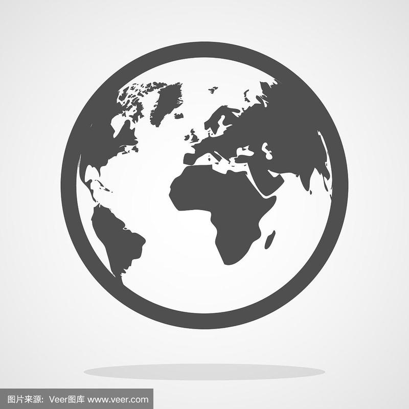 在平面风格的全球图标