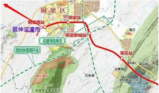 潼南南站,潼南北站等站点; 潼南至遂宁全长约57公里,可设置双江,磨溪